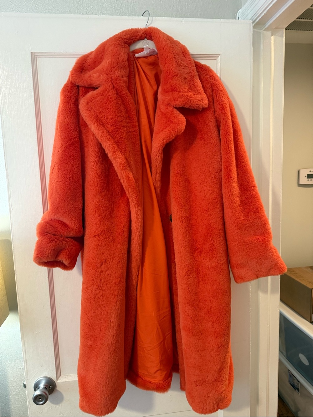 Steve Madden Vibrant Orange Faux Fur Teddy Coat